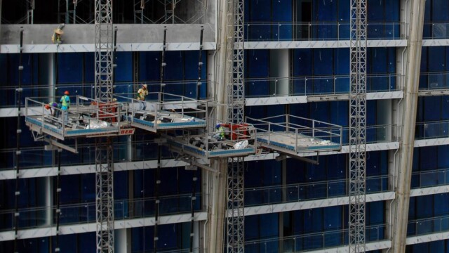 work platform counter balanced extension on building