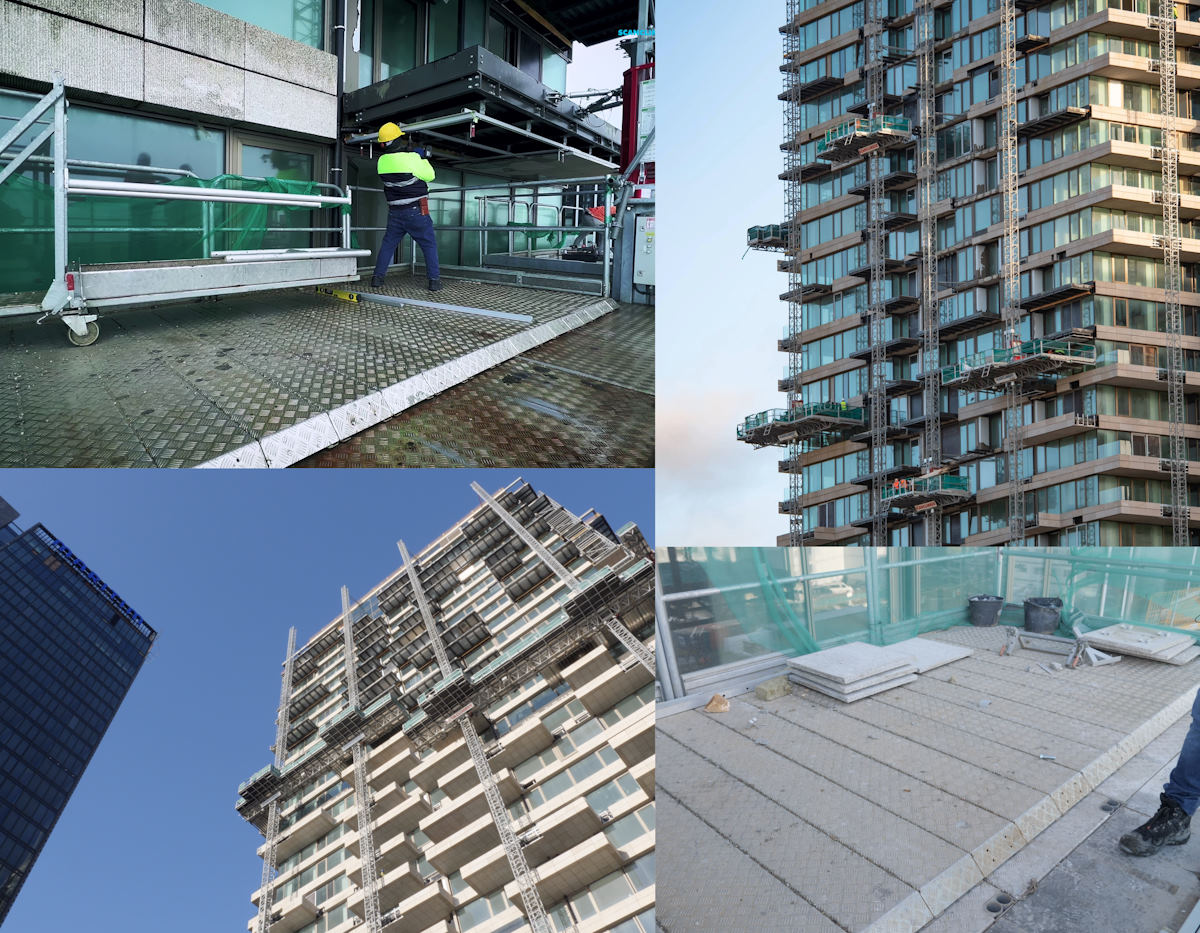 y-tower construction project using work platforms